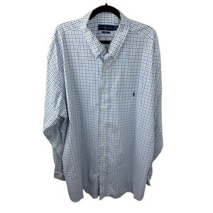 Polo Ralph Lauren Performance Blue Burgundy 3XLT TALL Shirt Stretch Preppy